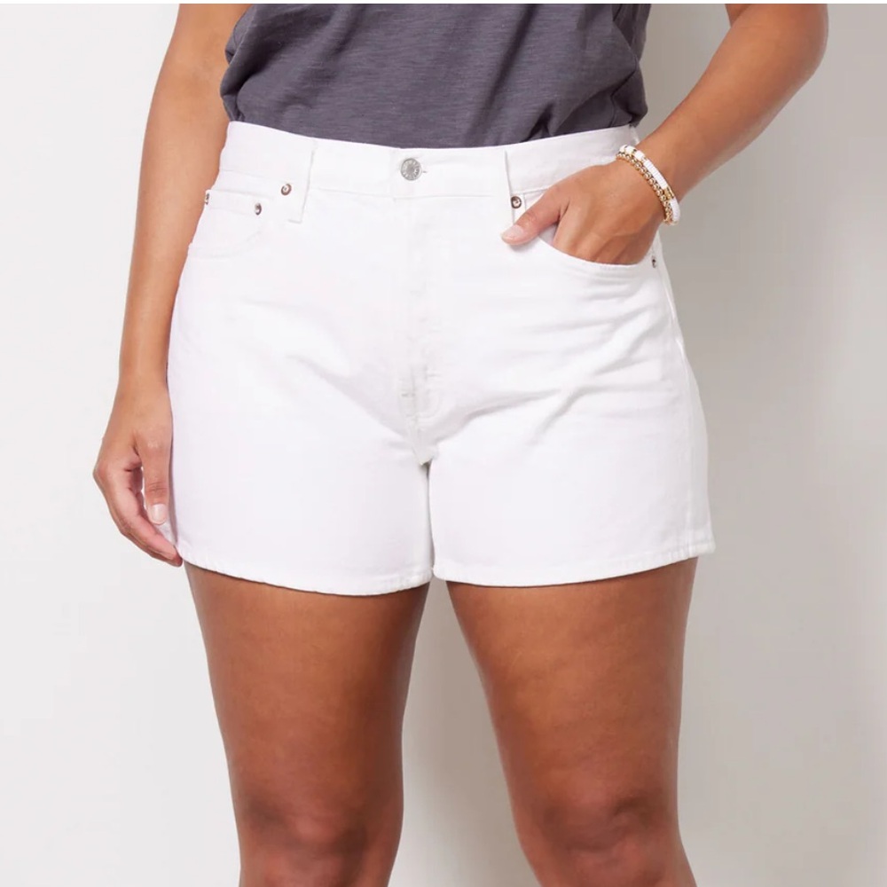 Agolde High Waist White Denim Shorts, size 27